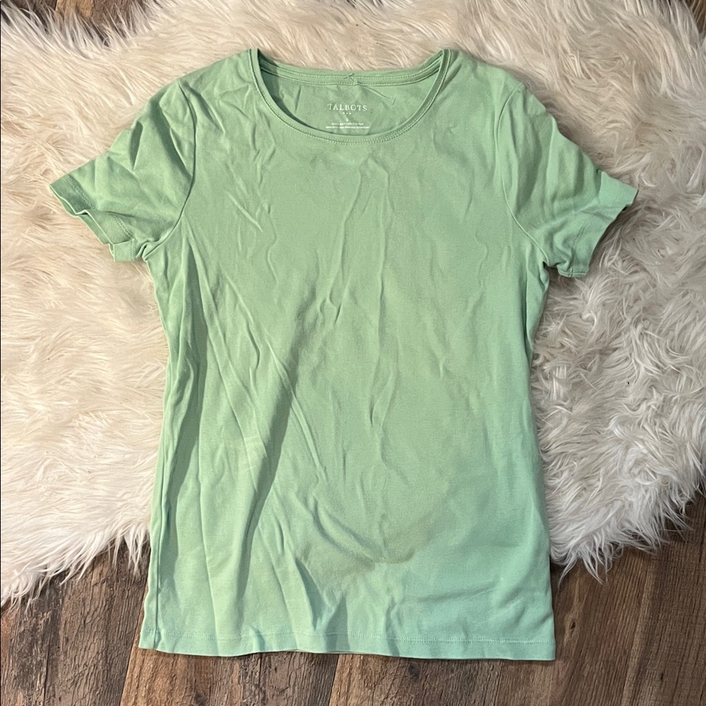 Talbots Mint Green Solid Small Tee - image 1